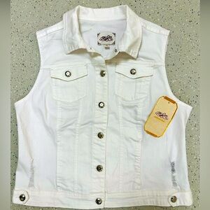 NEW w 🏷️ One5One Brand Unisex Authentic Denim White Vest [XL]